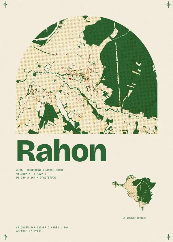 Affiche de Rahon, calculée par 123-fr d'après l'IGN