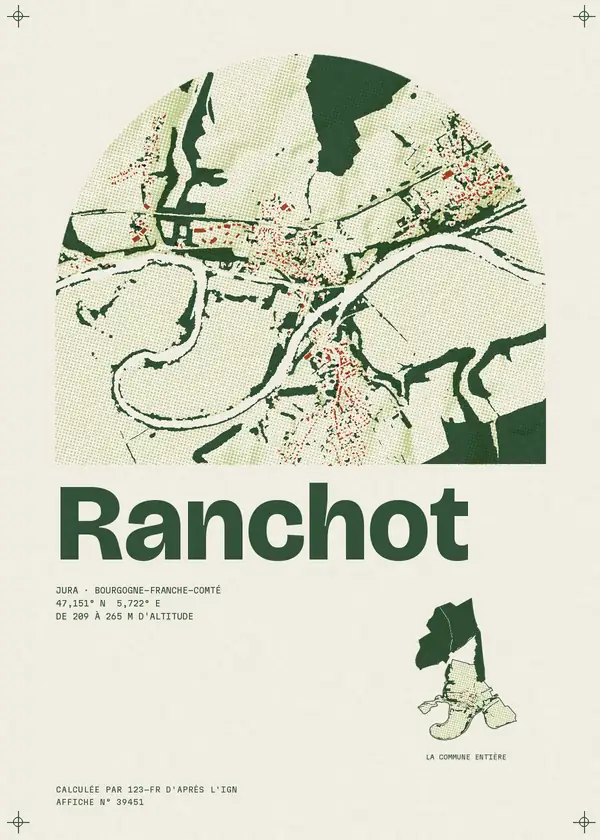 Affiche de Ranchot, calculée par 123-fr d'après l'IGN
