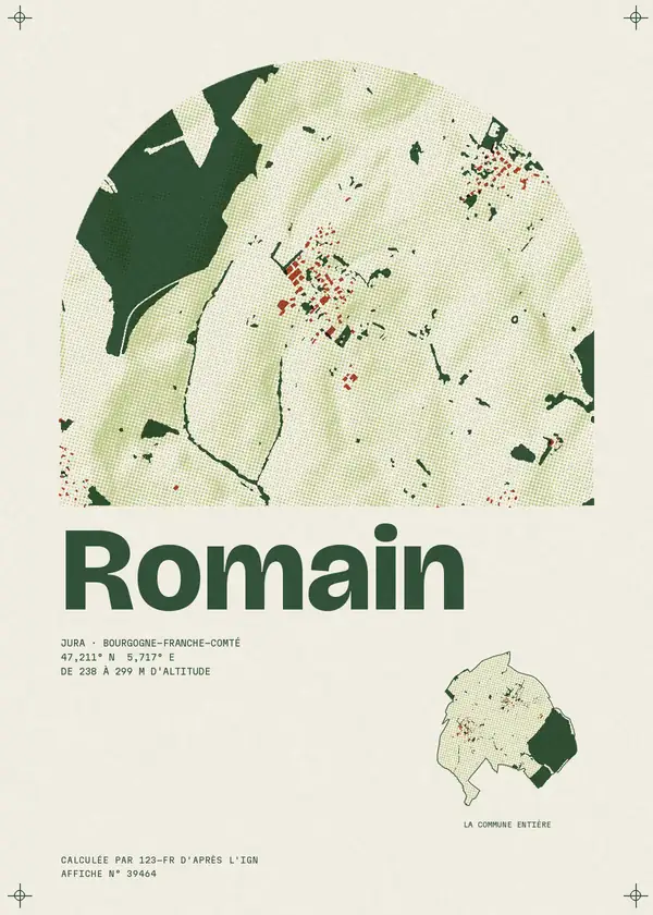 Affiche de Romain, calculée par 123-fr d'après l'IGN