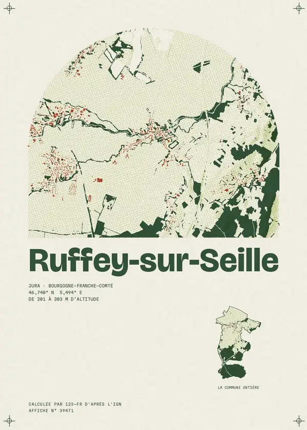 Affiche de Ruffey-sur-Seille, calculée par 123-fr d'après l'IGN