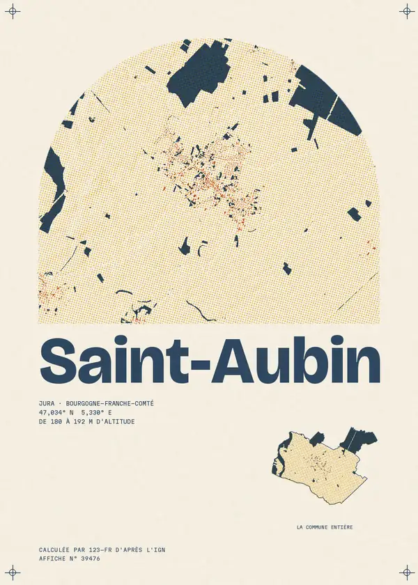 Affiche de Saint-Aubin, calculée par 123-fr d'après l'IGN