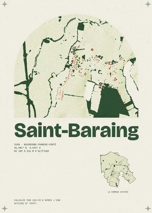 Affiche de Saint-Baraing, calculée par 123-fr d'après l'IGN