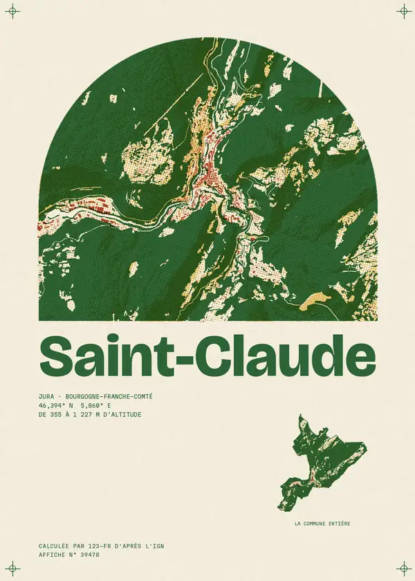 Affiche de Saint-Claude, calculée par 123-fr d'après l'IGN