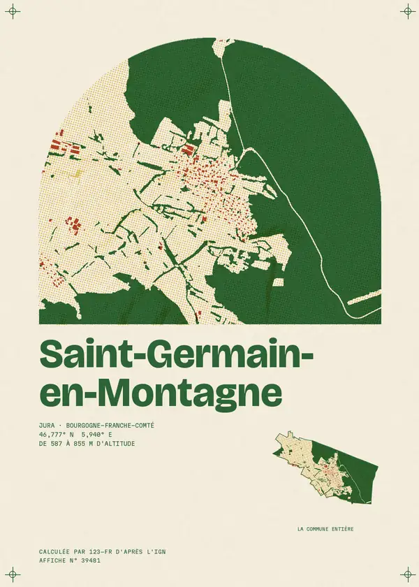 Affiche de Saint-Germain-en-Montagne, calculée par 123-fr d'après l'IGN