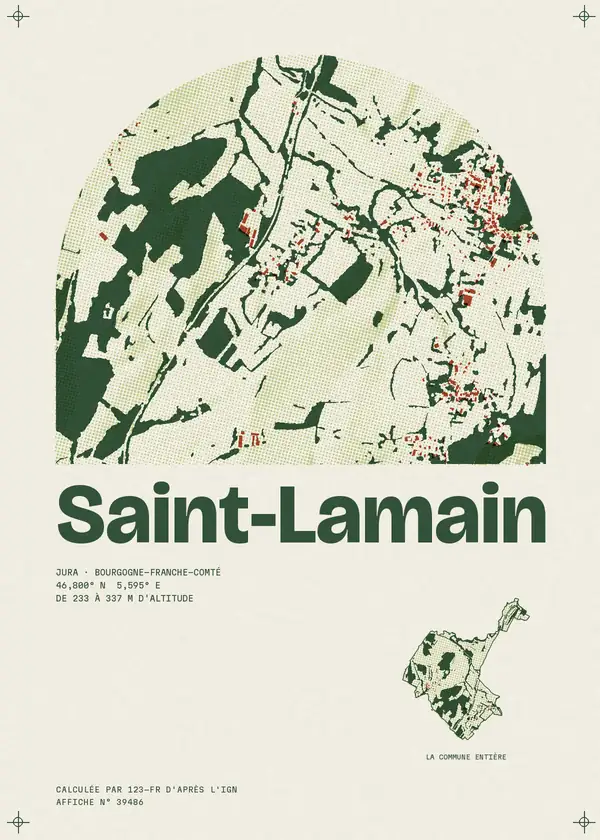 Affiche de Saint-Lamain, calculée par 123-fr d'après l'IGN