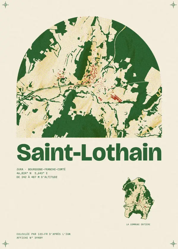 Affiche de Saint-Lothain, calculée par 123-fr d'après l'IGN