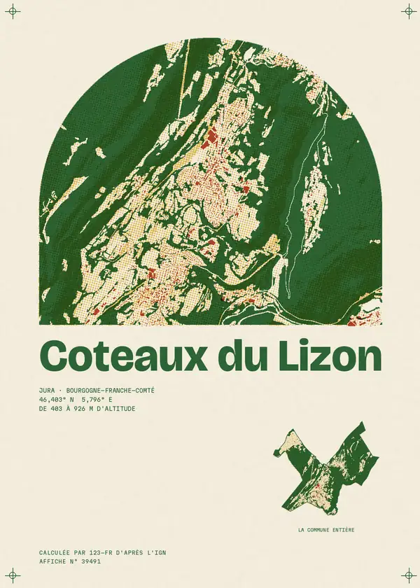 Affiche de Coteaux du Lizon, calculée par 123-fr d'après l'IGN