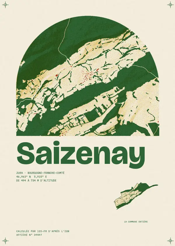 Affiche de Saizenay, calculée par 123-fr d'après l'IGN