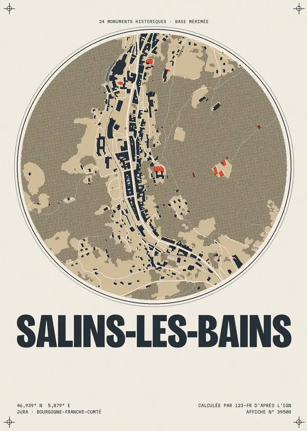 Affiche de Salins-les-Bains, calculée par 123-fr d'après l'IGN
