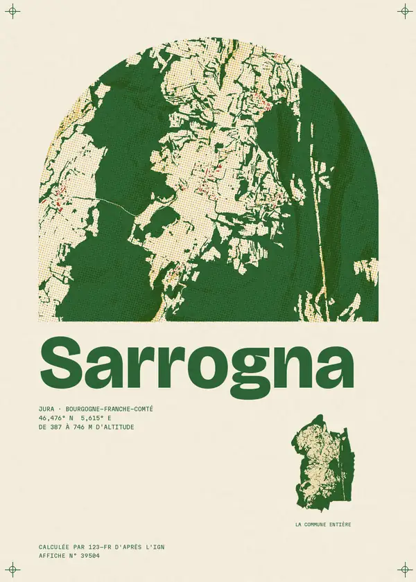 Affiche de Sarrogna, calculée par 123-fr d'après l'IGN