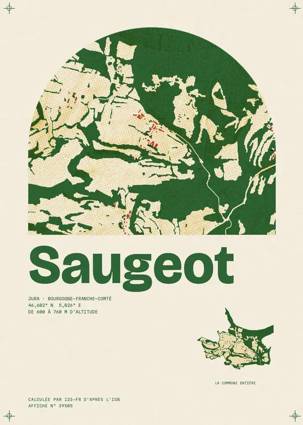 Affiche de Saugeot, calculée par 123-fr d'après l'IGN
