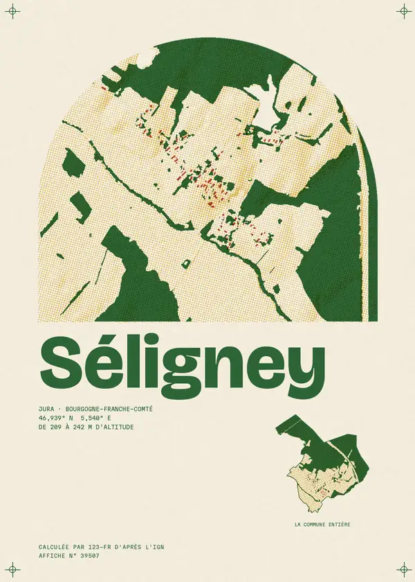 Affiche de Séligney, calculée par 123-fr d'après l'IGN