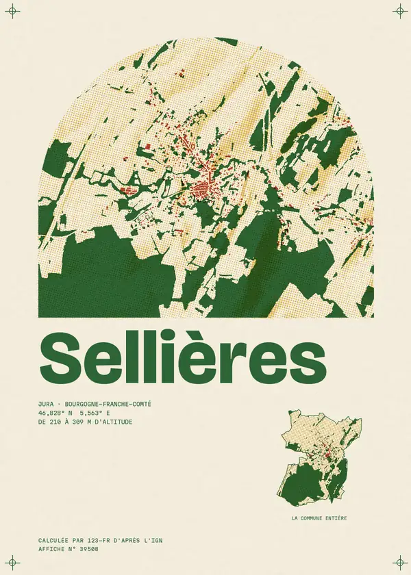 Affiche de Sellières, calculée par 123-fr d'après l'IGN