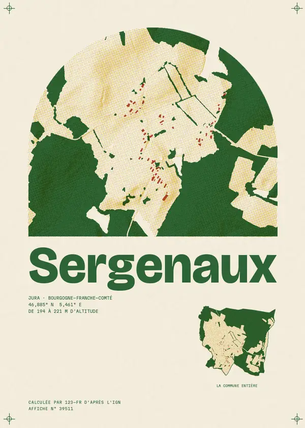 Affiche de Sergenaux, calculée par 123-fr d'après l'IGN