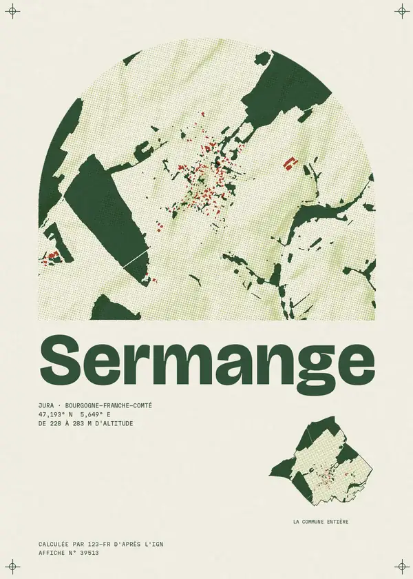 Affiche de Sermange, calculée par 123-fr d'après l'IGN