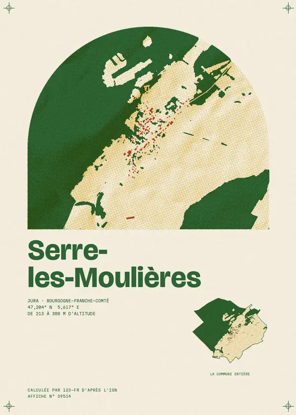 Affiche de Serre-les-Moulières, calculée par 123-fr d'après l'IGN