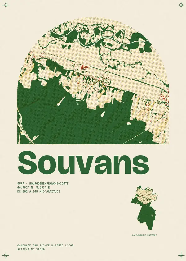 Affiche de Souvans, calculée par 123-fr d'après l'IGN