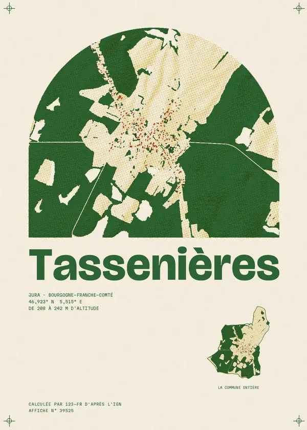Affiche de Tassenières, calculée par 123-fr d'après l'IGN