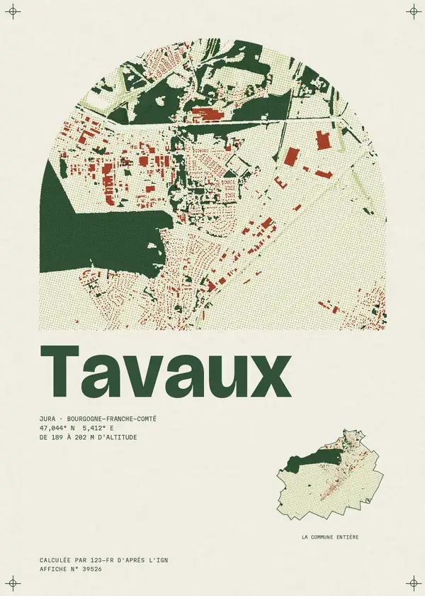 Affiche de Tavaux, calculée par 123-fr d'après l'IGN