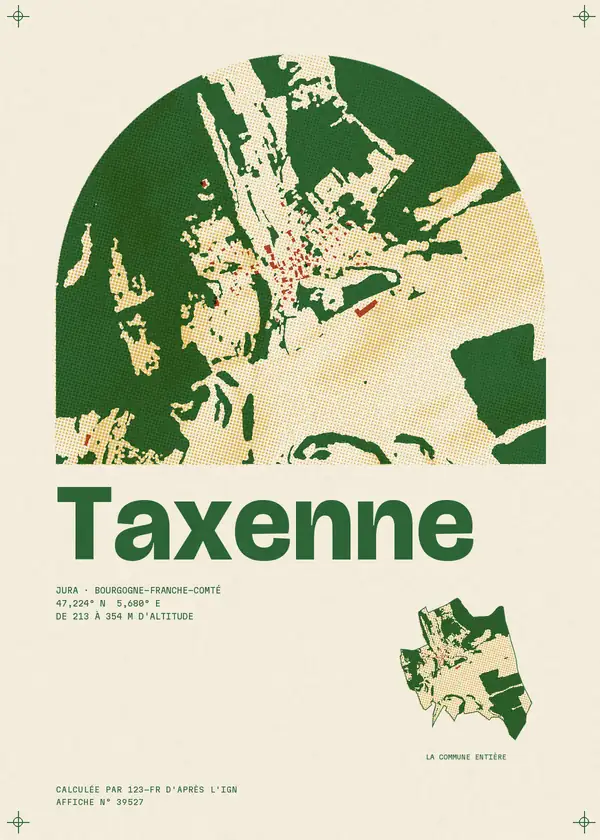 Affiche de Taxenne, calculée par 123-fr d'après l'IGN