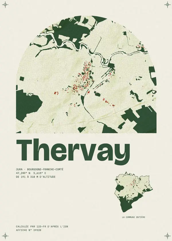 Affiche de Thervay, calculée par 123-fr d'après l'IGN