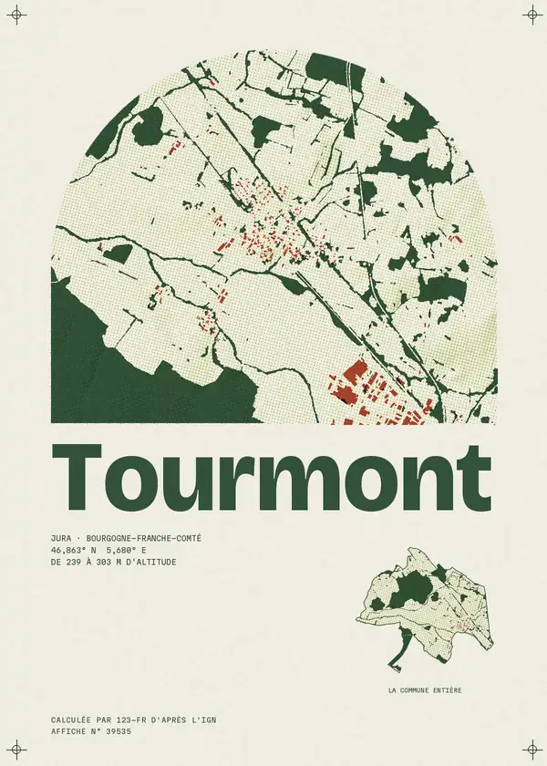 Affiche de Tourmont, calculée par 123-fr d'après l'IGN