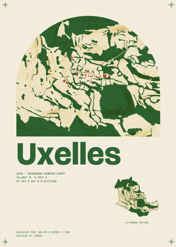 Affiche de Uxelles, calculée par 123-fr d'après l'IGN