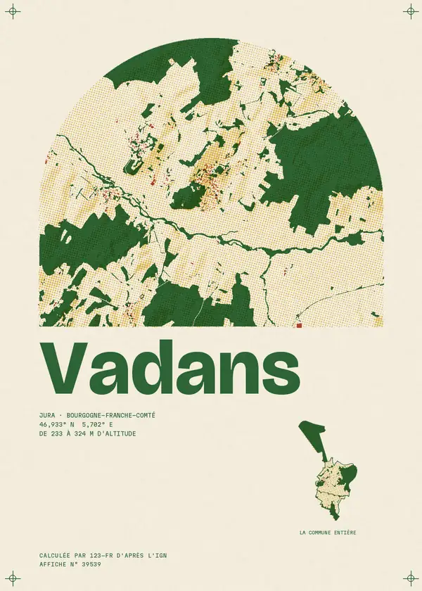 Affiche de Vadans, calculée par 123-fr d'après l'IGN