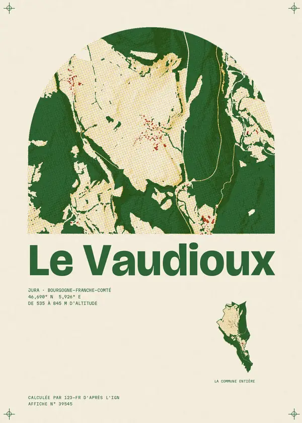 Affiche de Le Vaudioux, calculée par 123-fr d'après l'IGN