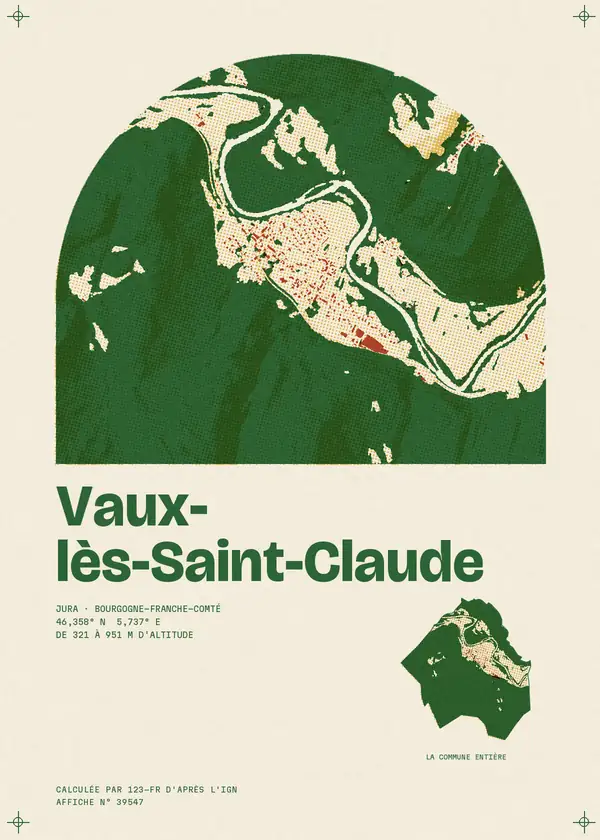 Affiche de Vaux-lès-Saint-Claude, calculée par 123-fr d'après l'IGN