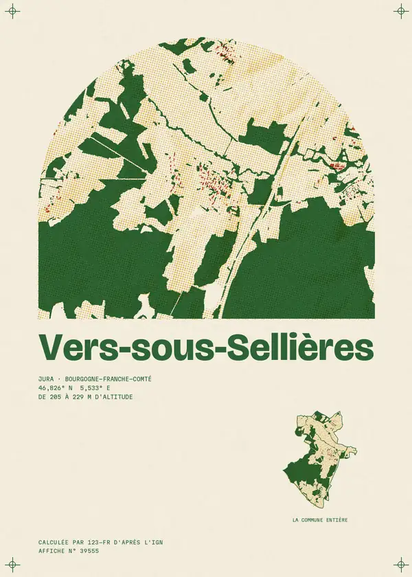 Affiche de Vers-sous-Sellières, calculée par 123-fr d'après l'IGN
