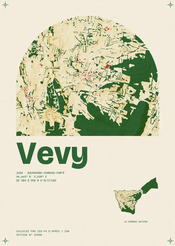 Affiche de Vevy, calculée par 123-fr d'après l'IGN