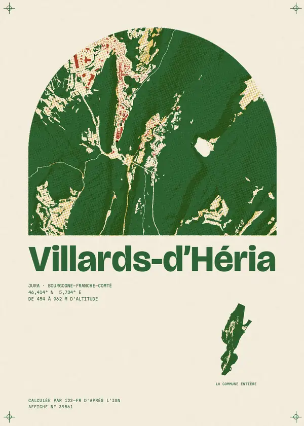 Affiche de Villards-d'Héria, calculée par 123-fr d'après l'IGN