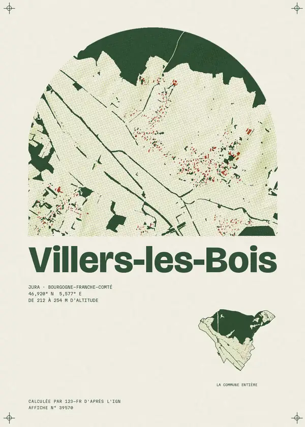 Affiche de Villers-les-Bois, calculée par 123-fr d'après l'IGN