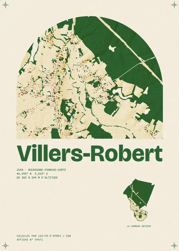 Affiche de Villers-Robert, calculée par 123-fr d'après l'IGN