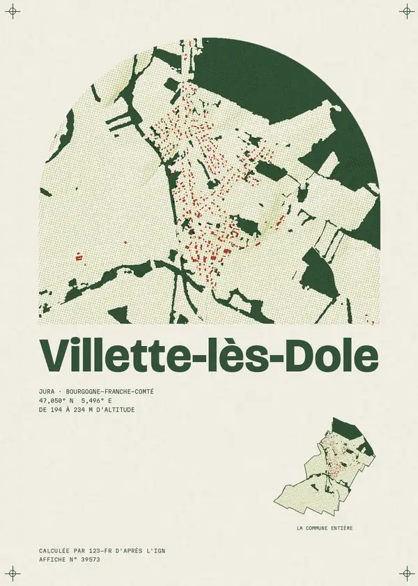 Affiche de Villette-lès-Dole, calculée par 123-fr d'après l'IGN