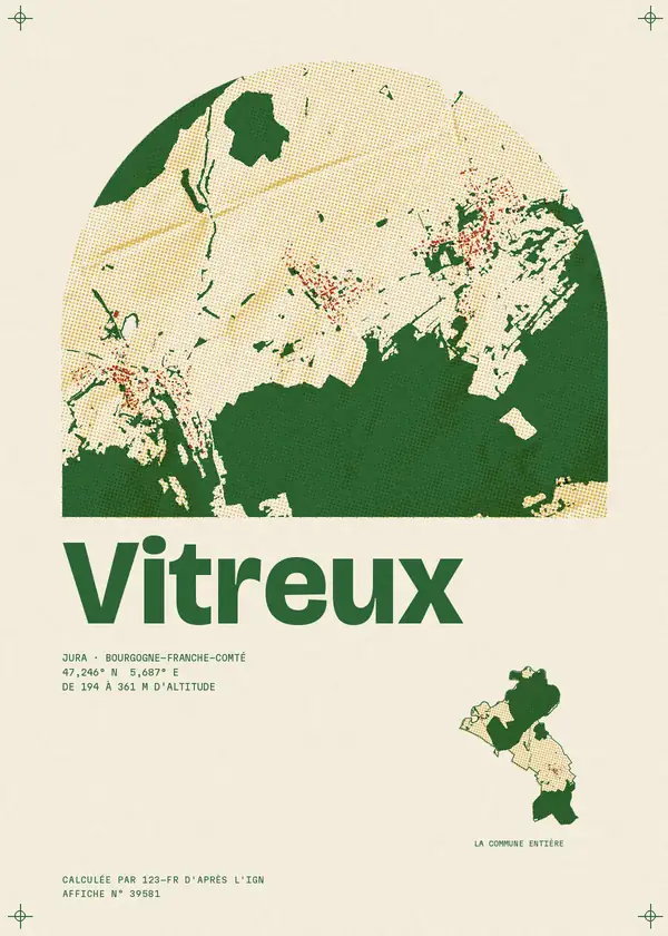 Affiche de Vitreux, calculée par 123-fr d'après l'IGN