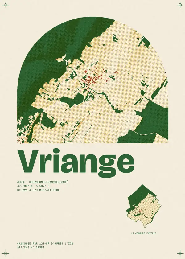 Affiche de Vriange, calculée par 123-fr d'après l'IGN