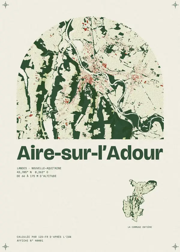 Affiche de Aire-sur-l'Adour, calculée par 123-fr d'après l'IGN