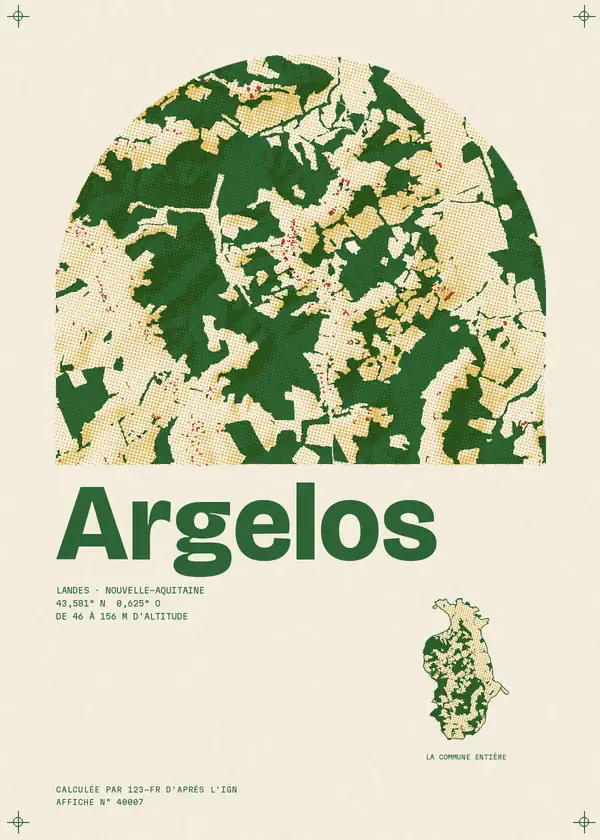 Affiche de Argelos, calculée par 123-fr d'après l'IGN