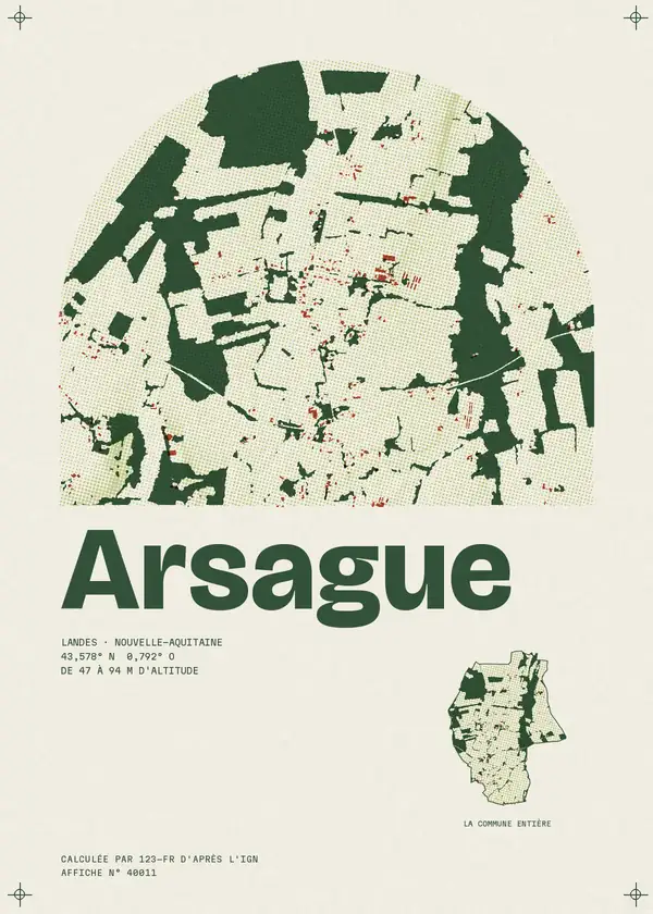 Affiche de Arsague, calculée par 123-fr d'après l'IGN