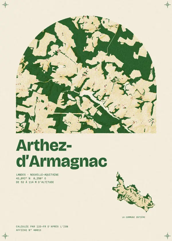 Affiche de Arthez-d'Armagnac, calculée par 123-fr d'après l'IGN