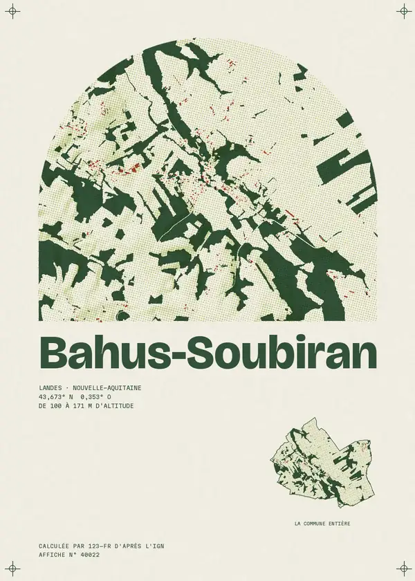 Affiche de Bahus-Soubiran, calculée par 123-fr d'après l'IGN