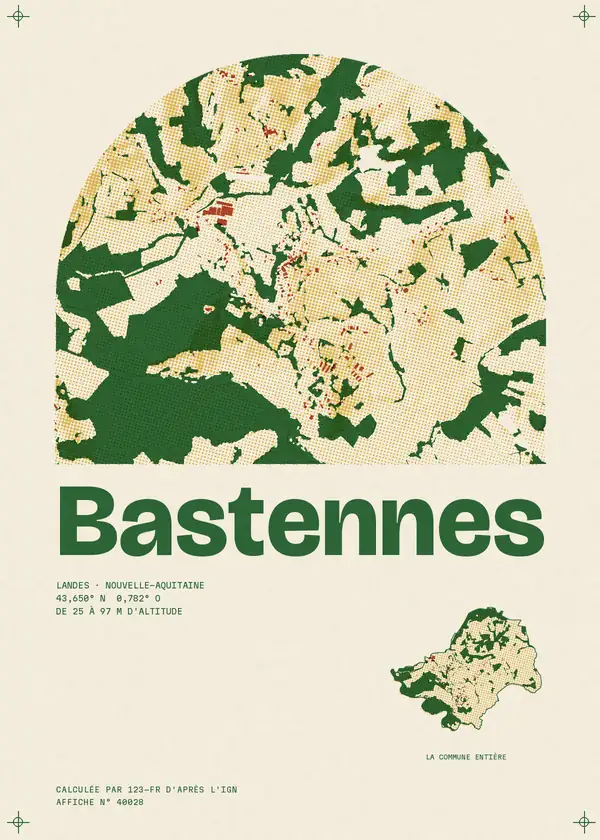 Affiche de Bastennes, calculée par 123-fr d'après l'IGN