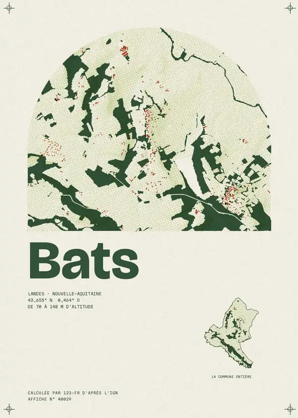 Affiche de Bats, calculée par 123-fr d'après l'IGN