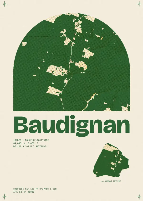 Affiche de Baudignan, calculée par 123-fr d'après l'IGN