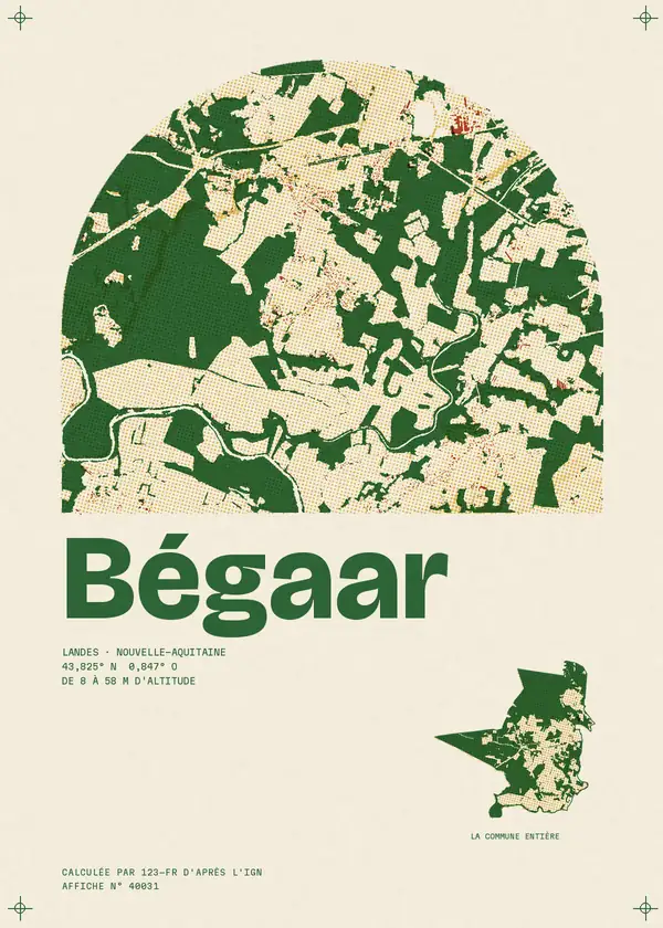 Affiche de Bégaar, calculée par 123-fr d'après l'IGN