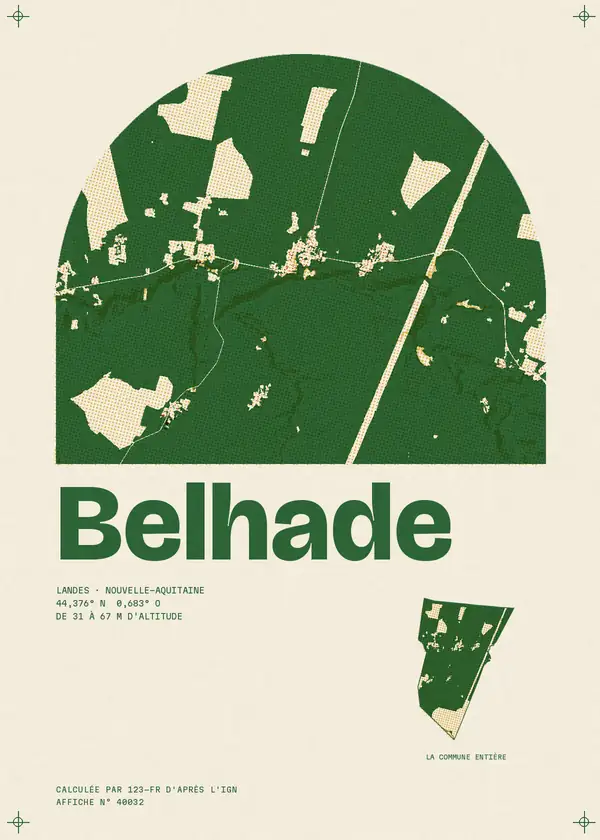 Affiche de Belhade, calculée par 123-fr d'après l'IGN