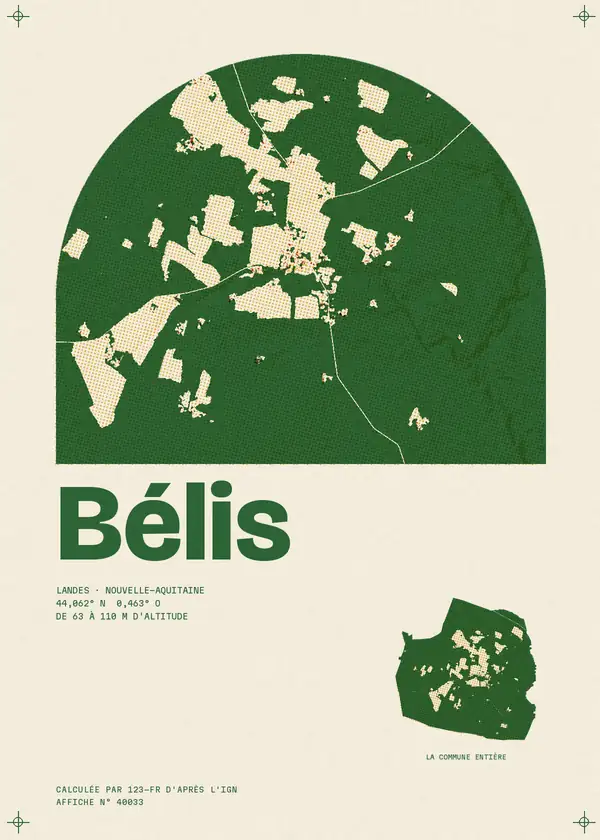 Affiche de Bélis, calculée par 123-fr d'après l'IGN