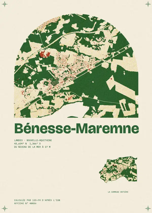 Affiche de Bénesse-Maremne, calculée par 123-fr d'après l'IGN
